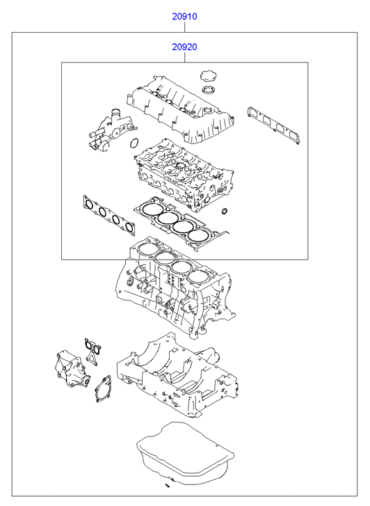 Hyundai 20920-2GP00 - Комплект прокладок, головка цилиндра autosila-amz.com