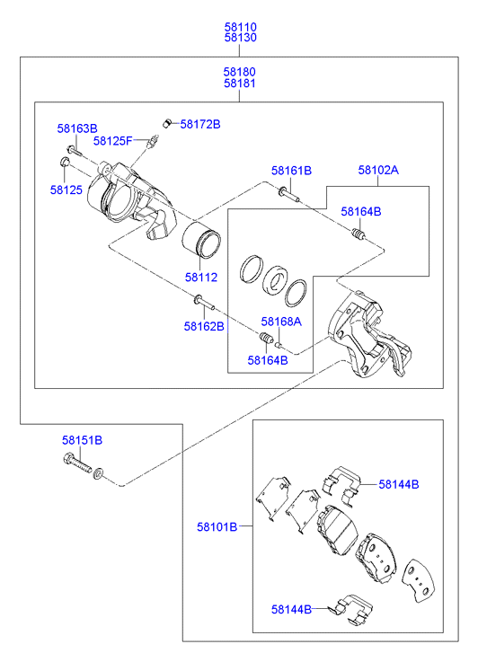 KIA 58101-3KA20 - Тормозные колодки, дисковые, комплект autosila-amz.com