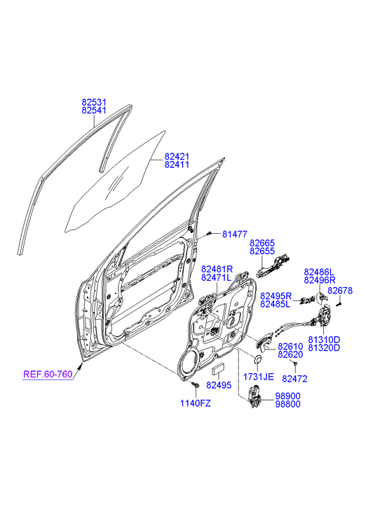 Hyundai 82460-2B000 - Мотор стекла двери, передней, правой autosila-amz.com