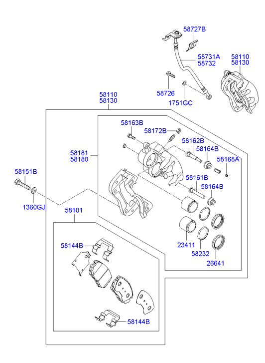 Ssangyong 58101-2BA10 - Тормозные колодки, дисковые, комплект autosila-amz.com