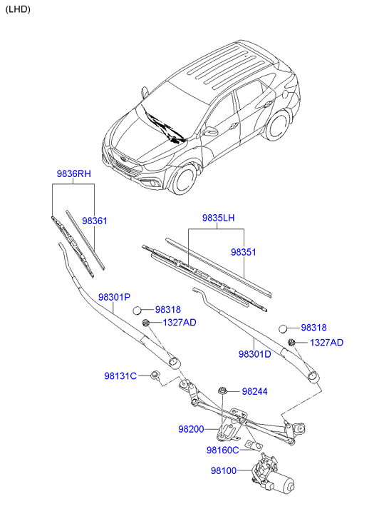 KIA 983602Y000 - 983602Y000 Щетка стеклоочистителя ix35 autosila-amz.com