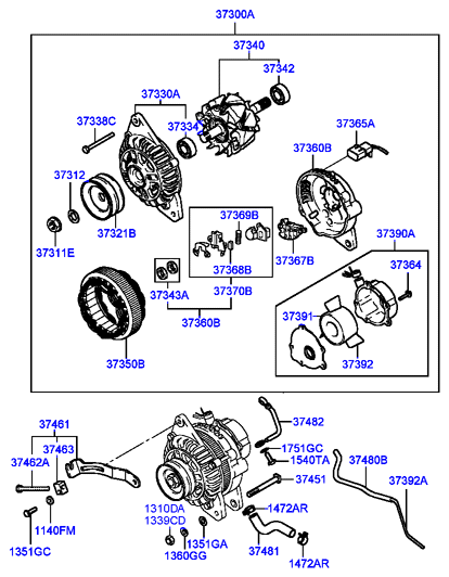 Hyundai (BEIJING) 37300-42356 - Генератор autosila-amz.com