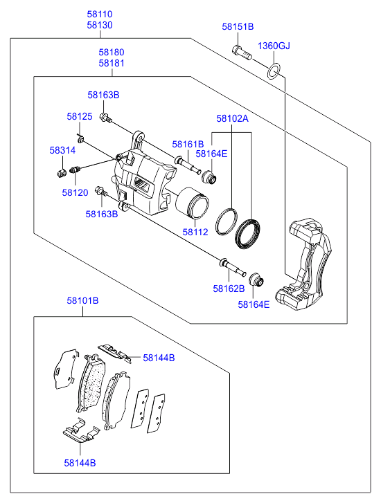 KIA 581801GA00 - ТОРМОЗНОЙ СУППОРТ autosila-amz.com