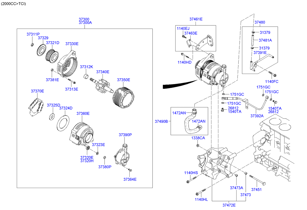 KIA 37300-38700 - Генератор autosila-amz.com