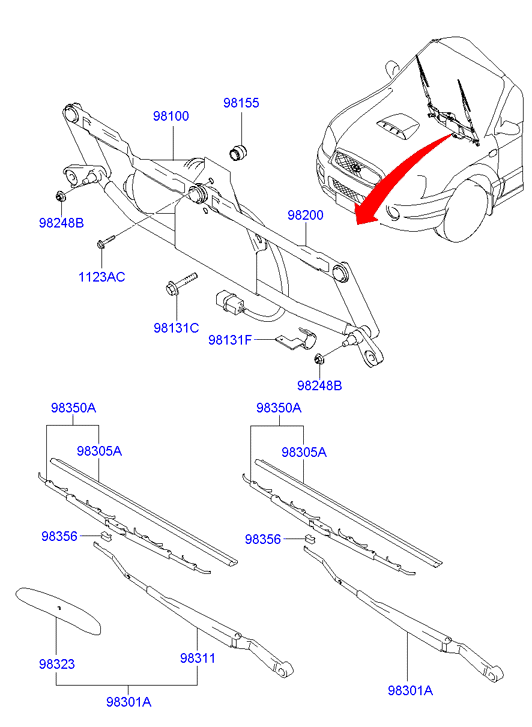 Hyundai 9835026000 - ЩЕТКА СТЕКЛООЧИСТИТЕЛЯ Д (10702070/300819/0174932/187 - КОРЕЯ, РЕСПУБЛИКА) autosila-amz.com