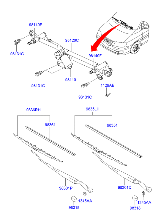 Hyundai 9836017000 - ЩЕТКА СТЕКЛООЧИСТИТЕЛЯ autosila-amz.com