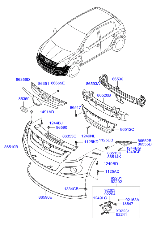 Hyundai 922011J000 - Противотуманная фара autosila-amz.com