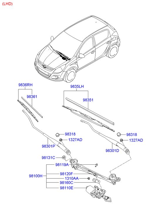 Hyundai 98360-1J900 - Щетка стеклоочистителя autosila-amz.com