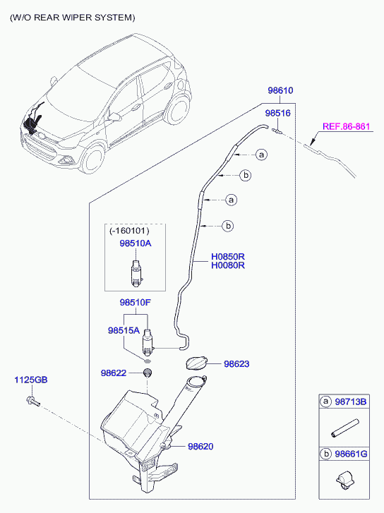Hyundai 985101J600 - Водяной насос, система очистки окон autosila-amz.com