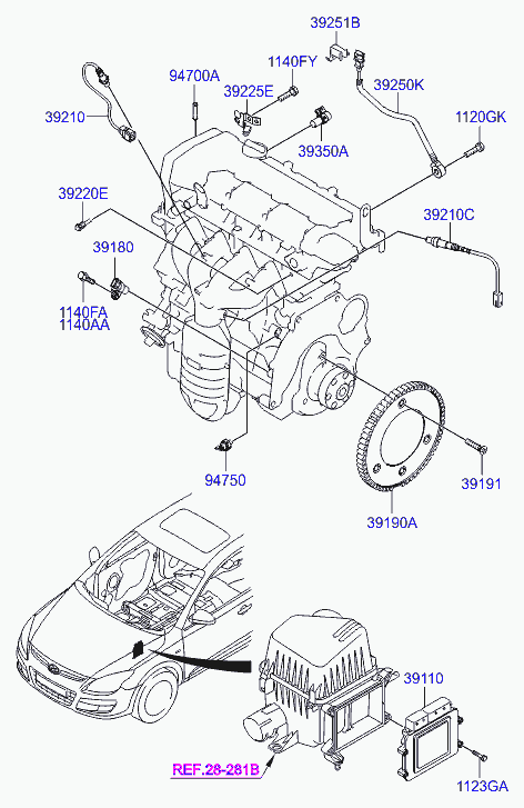 Hyundai 39210-23800 - Kиcлopoдный дaтчик двигaтeля для лeгкoвы autosila-amz.com