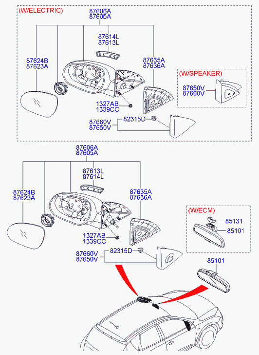 Hyundai 876202L400 - Наружное зеркало autosila-amz.com