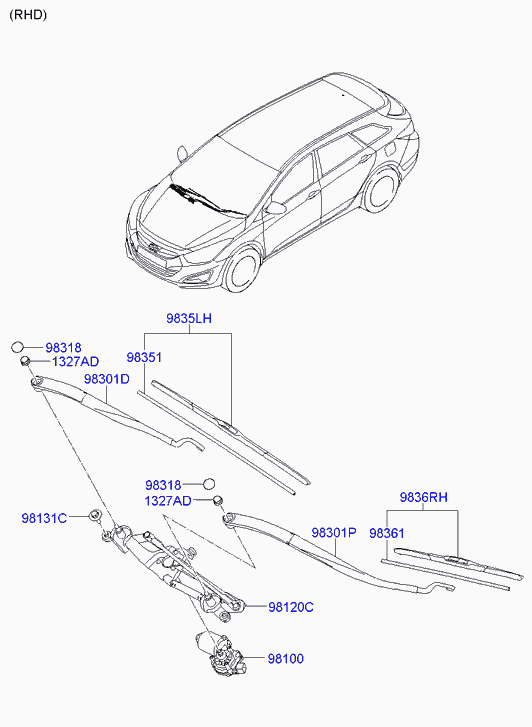 Hyundai 98350-3Z000 - ЩЕТКА СТЕКЛООЧИСТИТЕЛ autosila-amz.com