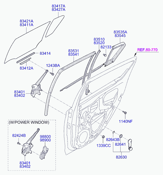 Hyundai 834211J010 - Боковое стекло autosila-amz.com