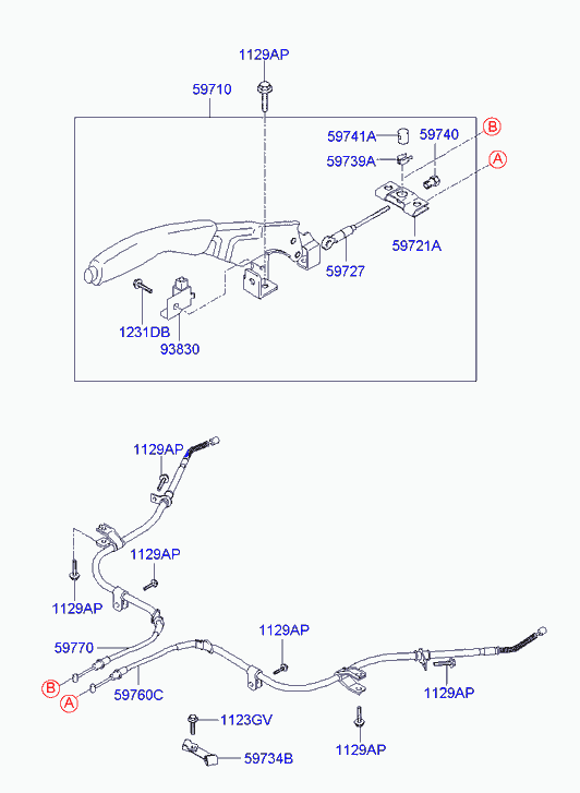 Hyundai 59770-25000 - Тросик, cтояночный тормоз autosila-amz.com