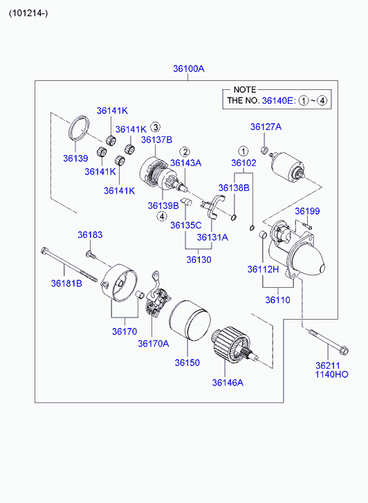 Hyundai 3617042000 - Угольная щетка, стартер autosila-amz.com