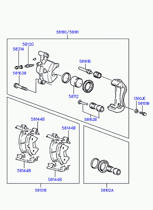 KIA 58101-02A00 - Тормозные колодки, дисковые, комплект autosila-amz.com