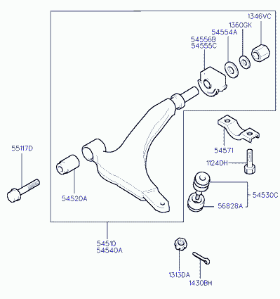 Hyundai 54501-02051 - Рычаг подвески колеса autosila-amz.com