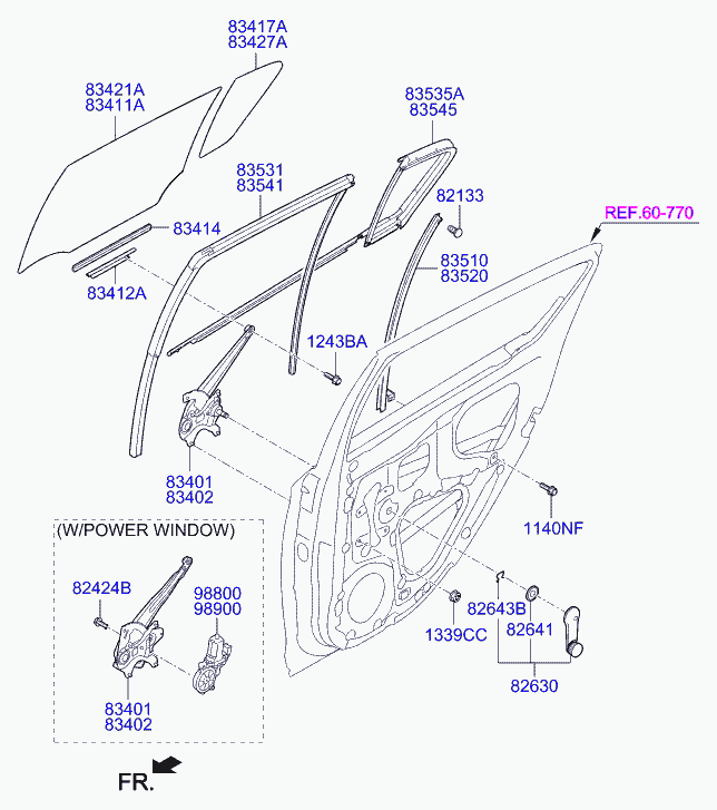 Hyundai 834171J000 - Боковое стекло autosila-amz.com