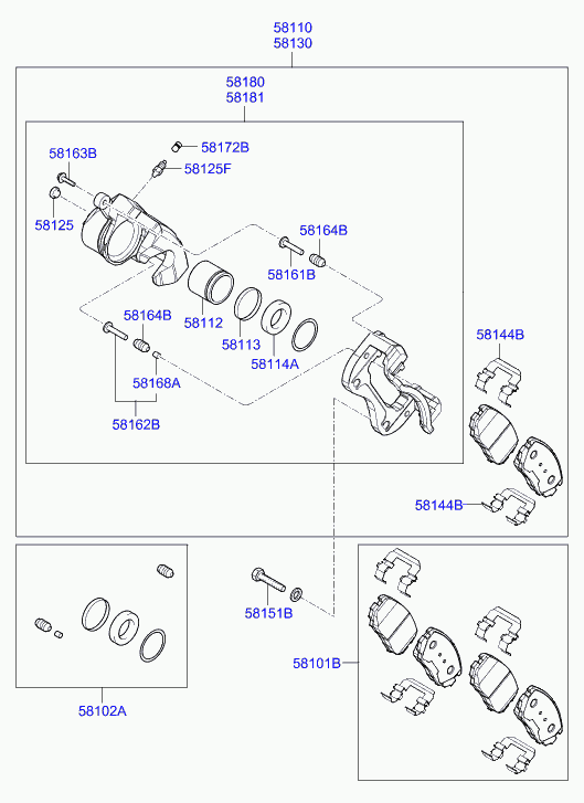 Hyundai 581022EA00 - Haбop caльникoв тopмoзнoгo цилиндpa autosila-amz.com