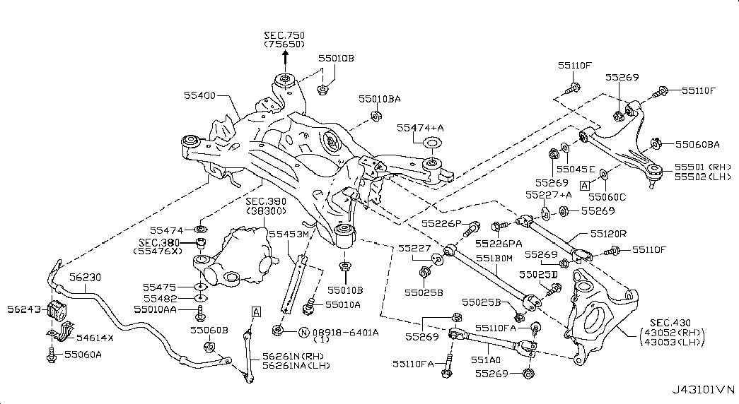 Infiniti 54668-1MA0B - Тяга / стойка, стабилизатор autosila-amz.com