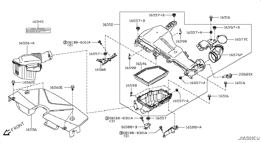 Infiniti 165461BY0A - Воздушный фильтр, двигатель autosila-amz.com