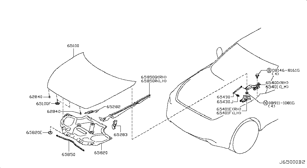 Infiniti 65470 1CA0A - Газовая пружина, капот autosila-amz.com