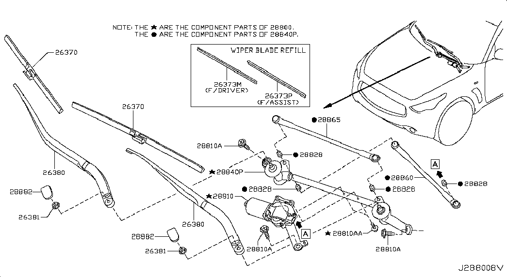 Infiniti 288901CA0A - 288901CA0A ЩЕТКА СТЕКЛООЧИСТИТЕЛЯ ЛЕВАЯ (Z62/S51/J50/Y51) 580 БК autosila-amz.com