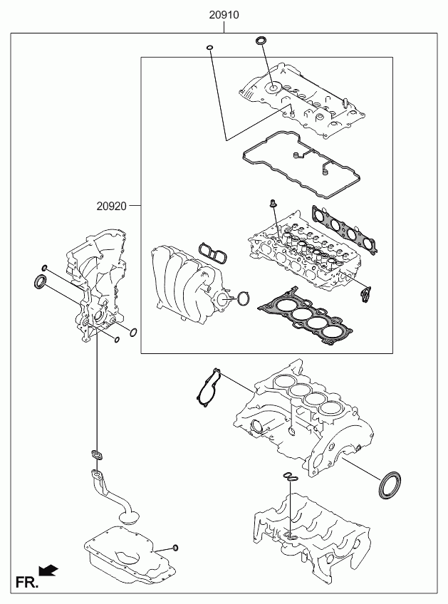 Hyundai 20920-2EH00 - Комплект прокладок, головка цилиндра autosila-amz.com