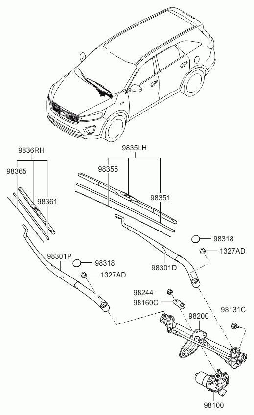 Hyundai 98360B1000 - 98360B1000 Щетка стеклоочистителя xHYUNDAI / KIA autosila-amz.com