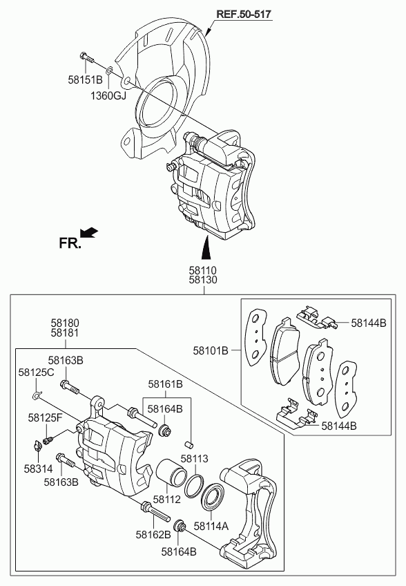 KIA 58110-1W050 - Тормозной суппорт autosila-amz.com