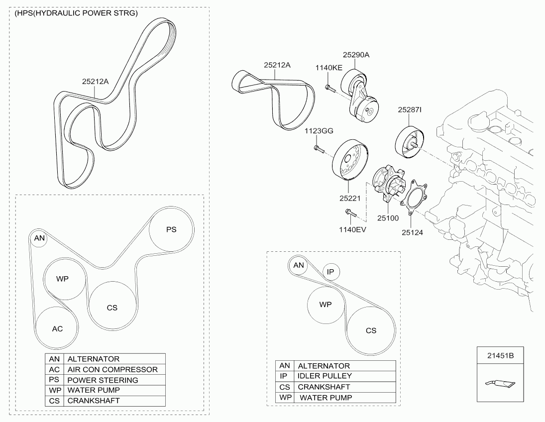 KIA 25281-2B-020 - Натяжитель ремня приводного(hyundai/kia) autosila-amz.com