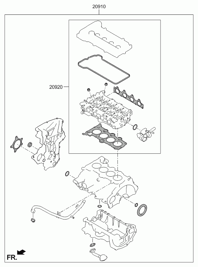 Hyundai 209102BG00A - Комплект прокладок, двигатель autosila-amz.com