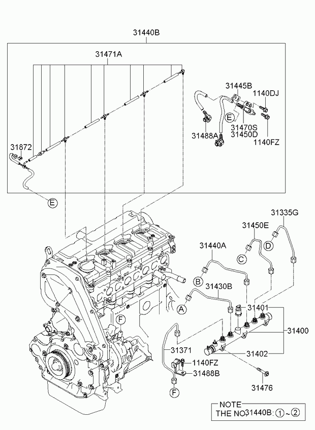 KIA 314714A440 - Шланги форсунки комплект autosila-amz.com