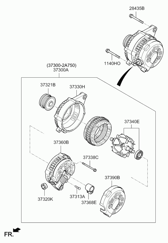 KIA 37300-2A750 - Шкив генератора, муфта autosila-amz.com