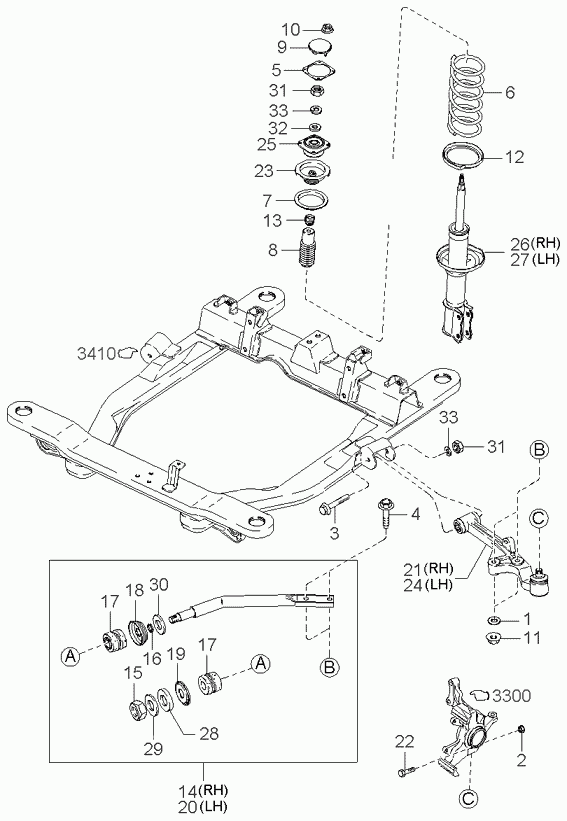 Hyundai 0K552-34-350C - Рычаг подвески колеса autosila-amz.com