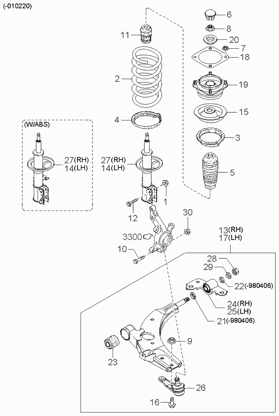 KIA 0K2A13438XA - Подшипник качения, опора стойки амортизатора autosila-amz.com