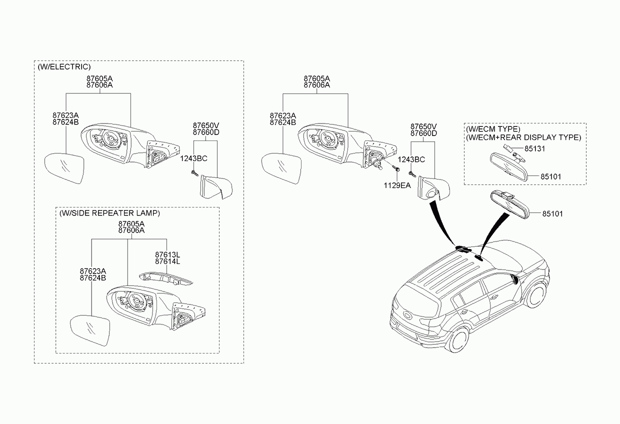 KIA 876103U230 - Наружное зеркало autosila-amz.com