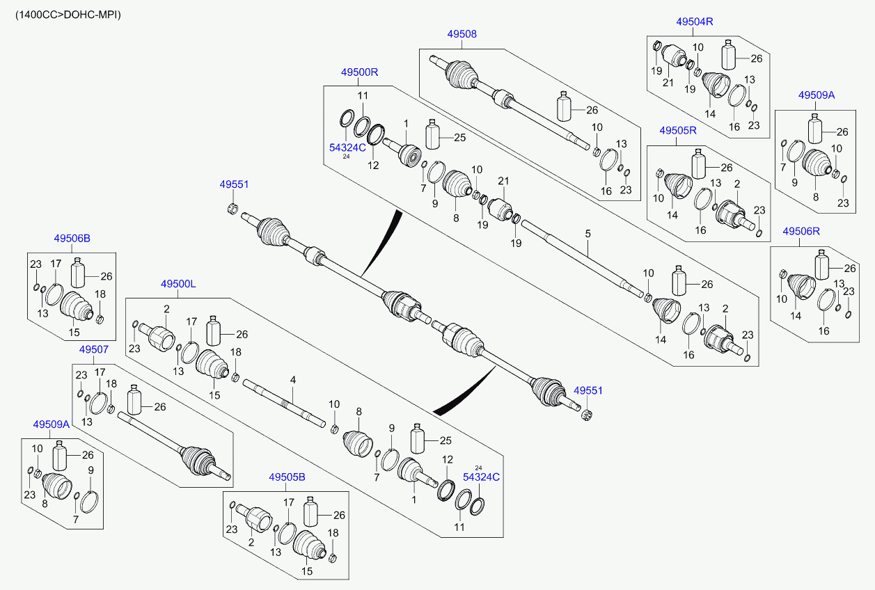 Hyundai 49535-H5105 - ШРУС ВАЛА КОЛЕСА (НОВЫЙ) autosila-amz.com