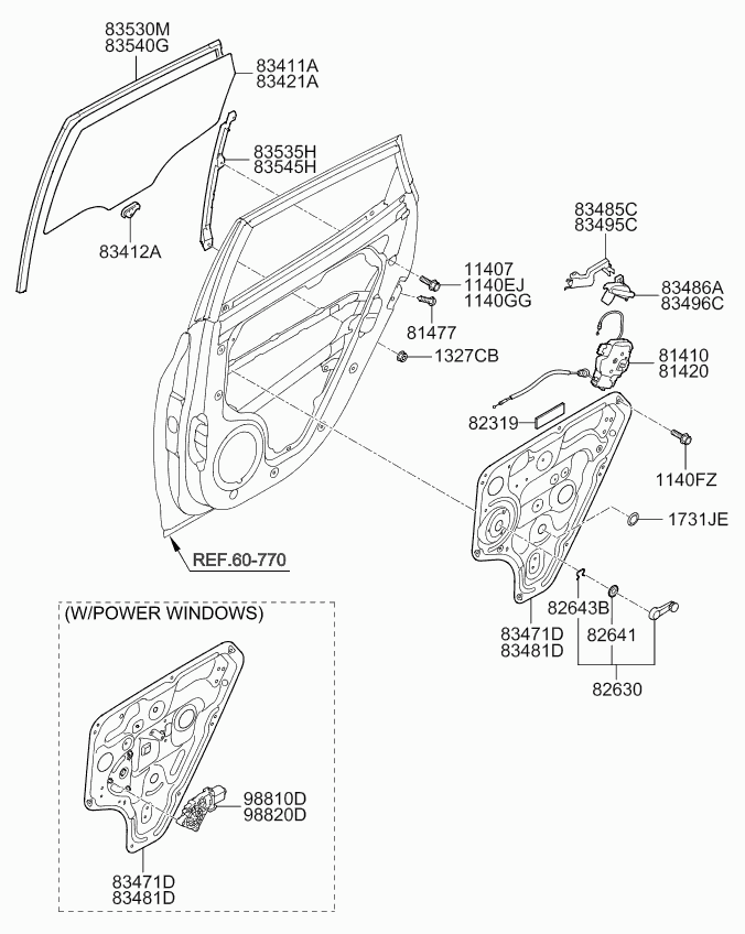 Hyundai 834111P000 - Стекло двери autosila-amz.com