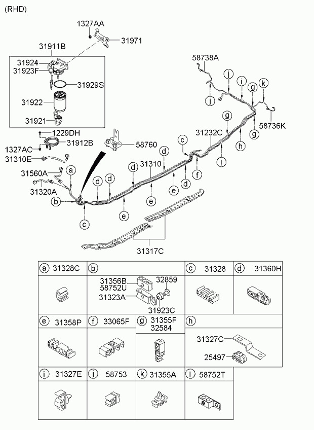 Hyundai 3192317500 - ПОДОГРЕВАТЕЛЬ ТОПЛИВА В С БОРЕ, 40ВТ autosila-amz.com