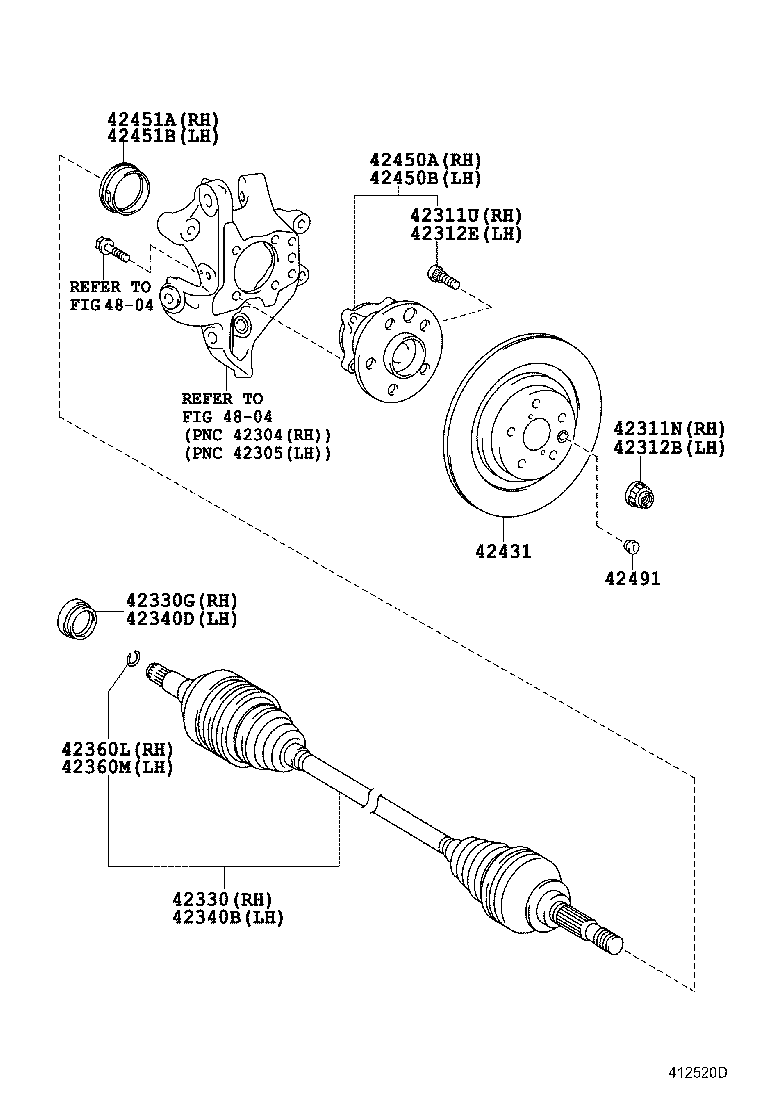 TOYOTA 4241050040 - Ступица колеса, поворотный кулак autosila-amz.com