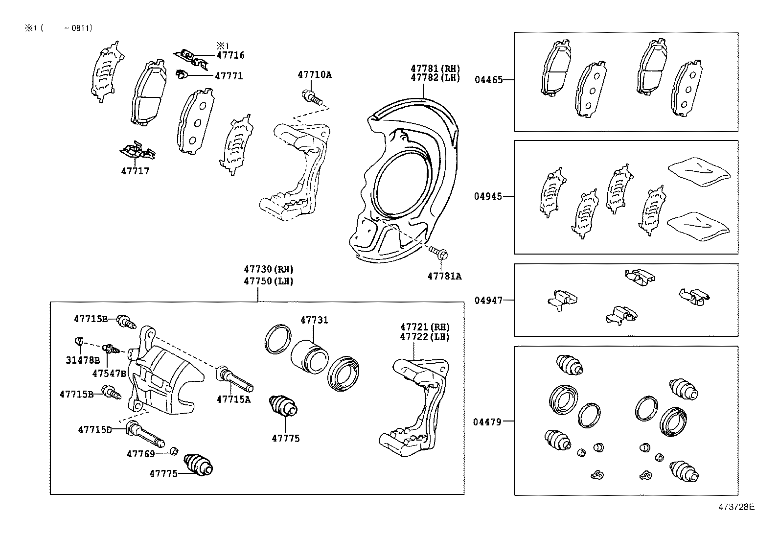 LEXUS 04465-48100 - Тормозные колодки, дисковые, комплект autosila-amz.com