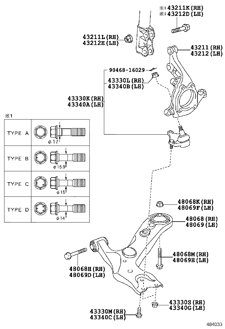 LEXUS 48069-42060 - PЫЧАГ ПОДВЕСКИ нижний левый autosila-amz.com