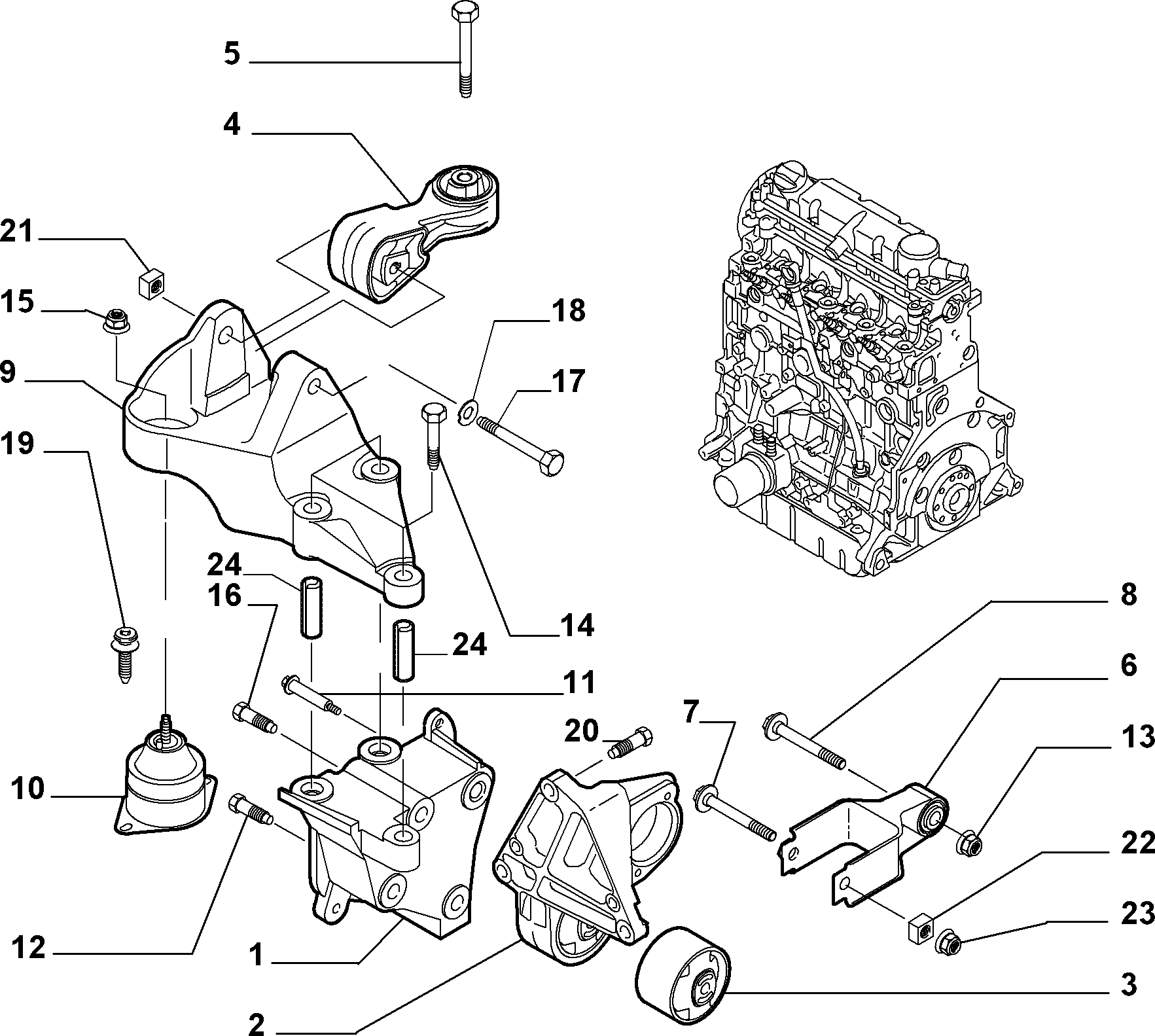 Alfarome/Fiat/Lanci 9635698080* - Подушка, опора, подвеска двигателя autosila-amz.com