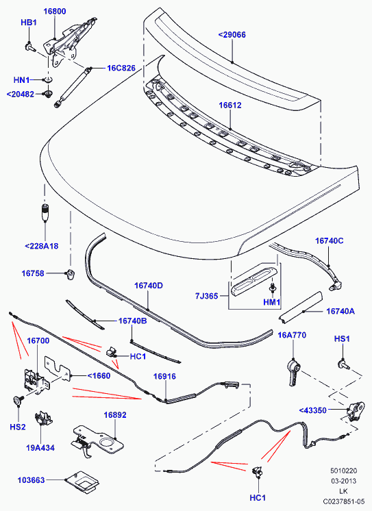 Land Rover FPS500020 - Замок капота LA/LF/LM/LG/LW autosila-amz.com