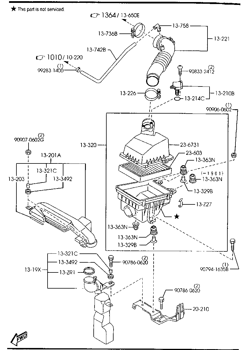 Mercury ZL01-13-320B - Воздушный фильтр, двигатель autosila-amz.com