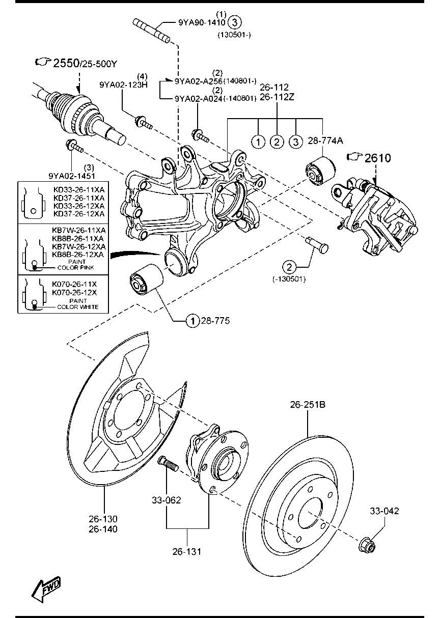 MAZDA KD31-33-062 - БОЛТ СТУПИЦЫ МЕТ. M3,CX30,CX521,M620,CX3,CX602022 autosila-amz.com