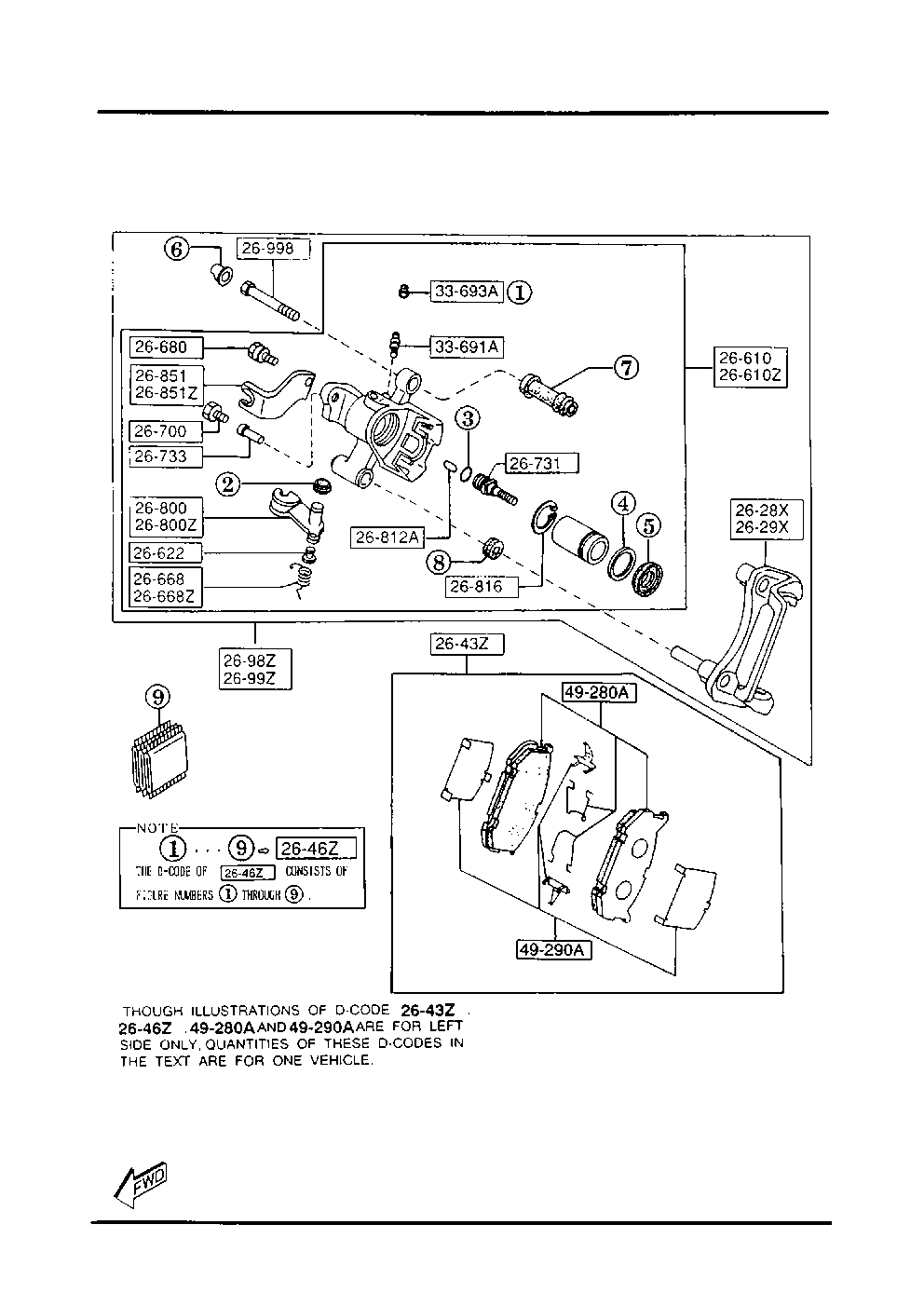 EUNOS G5Y6-26-43ZB - Тормозные колодки, дисковые, комплект autosila-amz.com