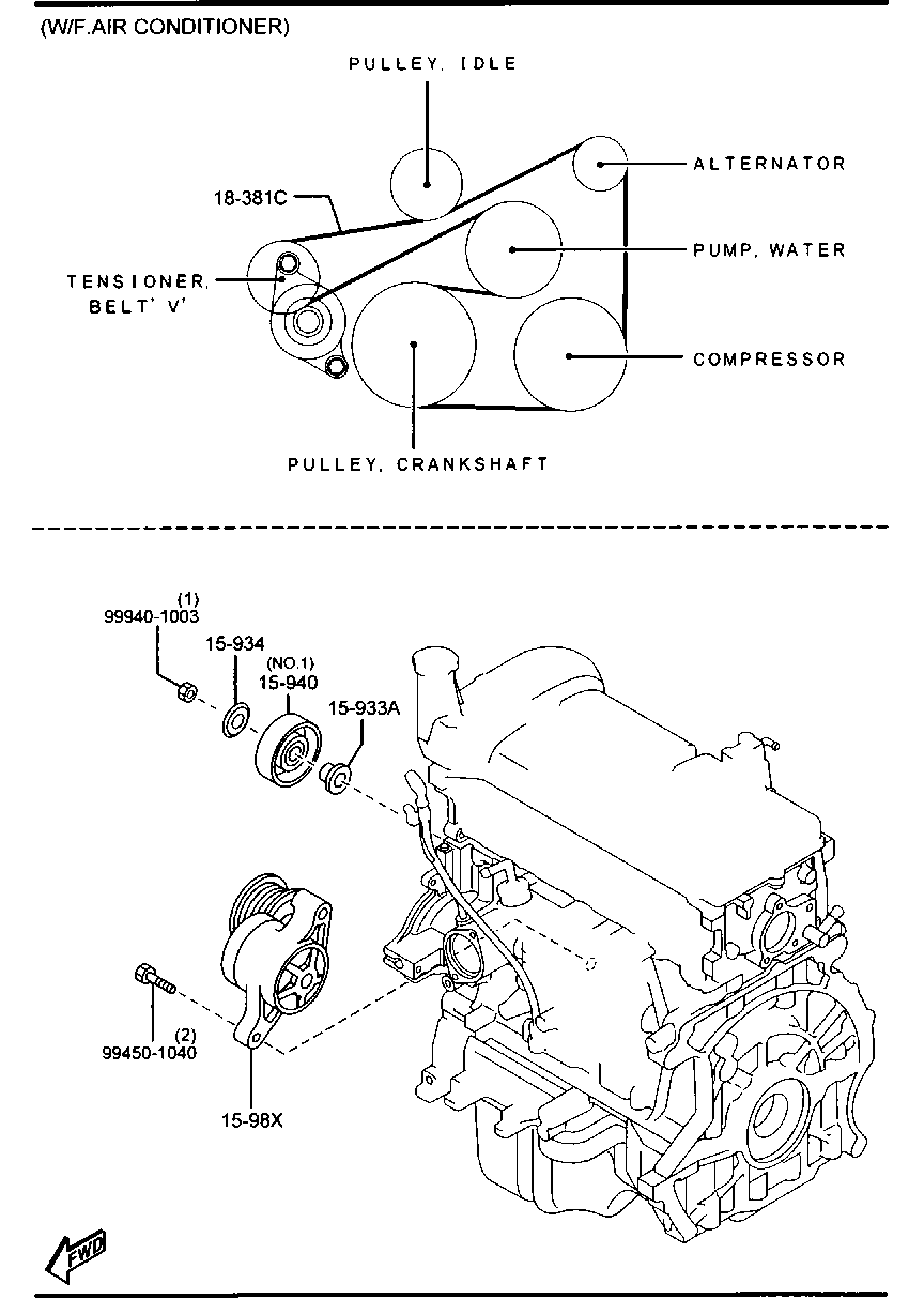 MAZDA ZJ01-15-940 - Ролик, поликлиновый ремень autosila-amz.com