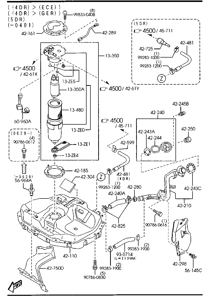 MAZDA ZL05-20-490 - Топливный фильтр autosila-amz.com